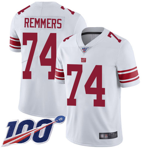 Men New York Giants #74 Mike Remmers White Vapor Untouchable Limited Player 100th Season Football NFL Jersey
